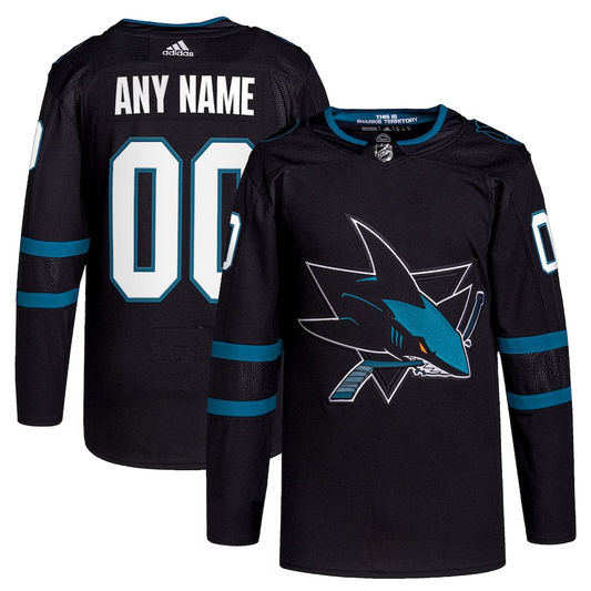 Men's San Jose Sharks Black Alternate Primegreen Authentic Pro Custom Jersey1