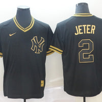 Men's New York Yankees Derek Jeter #2 Black Replica Player Jersey1