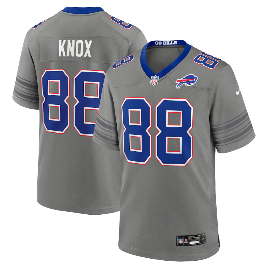 Men's Buffalo Bills Dawson Knox #88 Gray Nickel City Game Jersey