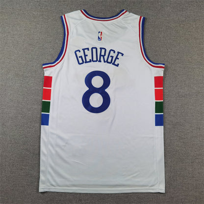 Men's Philadelphia 76ers Paul George #8 White 2024/25 Swingman Player Jersey1 - City Edition