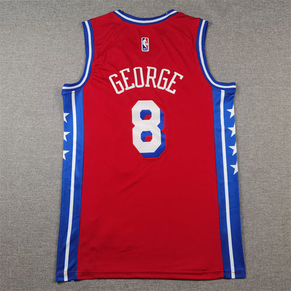 Men's Philadelphia 76ers Paul George #8 Red Swingman Jersey1 - Statement Edition
