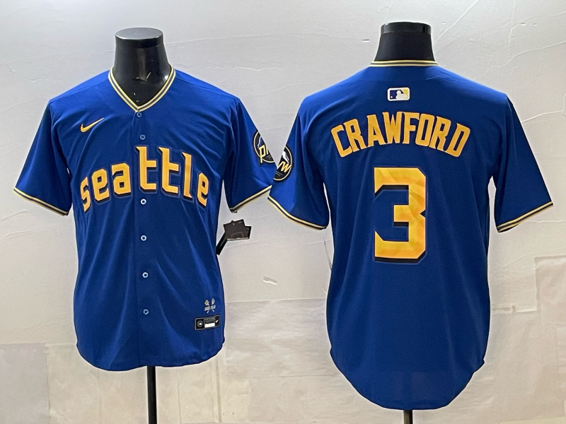 Men's Seattle Mariners JP Crawford #3 Royal 2023 City Connect Replica Jersey