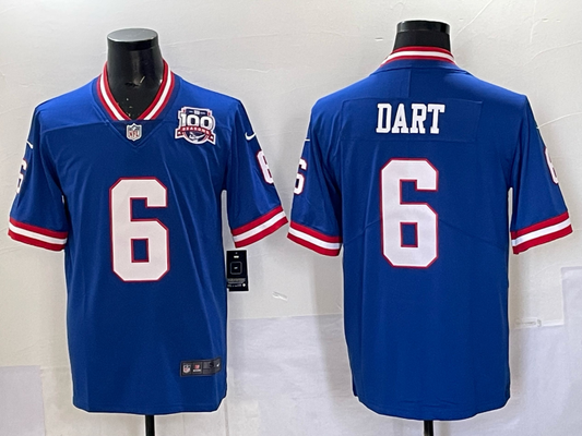 Men's New York Giants Jaxson Dart #6 Royal Alternate 2 Classic Game Jersey
