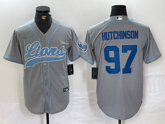 Men's Detroit Lions Aidan Hutchinson #97 Gray Game Player Jersey1