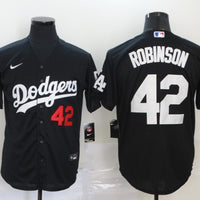 Men's Los Angeles Dodgers Jackie Robinson #42 Black Stitched Jersey1