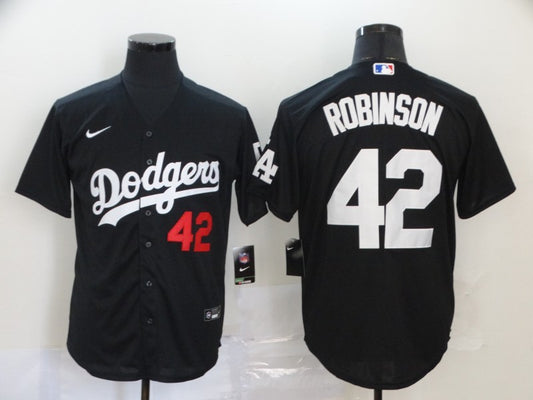 Men's Los Angeles Dodgers Jackie Robinson #42 Black Stitched Jersey1