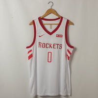 Men's Houston Rockets Russell Westbrook #0 NBA White Classics Swingman Player Jersey1