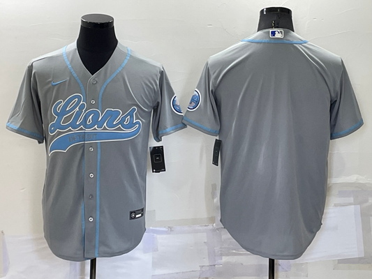 Men's Detroit Lions Gray Blank Jersey1
