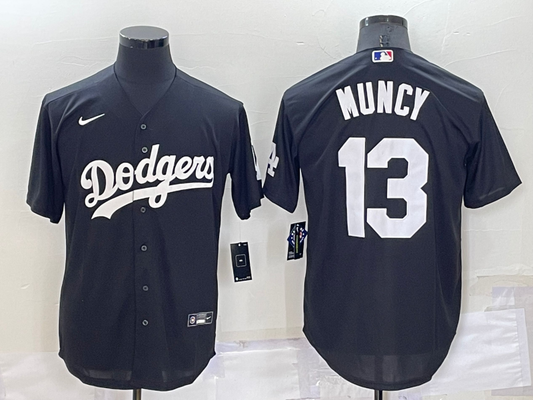Men's Los Angeles Dodgers Max Muncy #13 Black Replica Baseball Jersey1