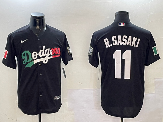 Men's Los Angeles Dodgers Roki Sasaki #11 Black Alternate Replica Player Jersey1