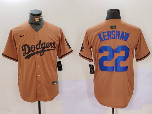 Men's Los Angeles Dodgers Clayton Kershaw #22 Brown Game Player Jersey1