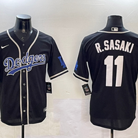 Men's Los Angeles Dodgers Roki Sasaki #11 Black Player Game Jersey1