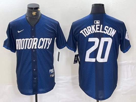 Men's Detroit Tigers Spencer Torkelson #20 Navy 2024 City Connect Limited Player Jersey1