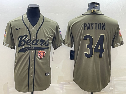 Men's Chicago Bears Walter Payton #34 Olive 2022 Salute To Service Limited Jersey1 Joint Edition