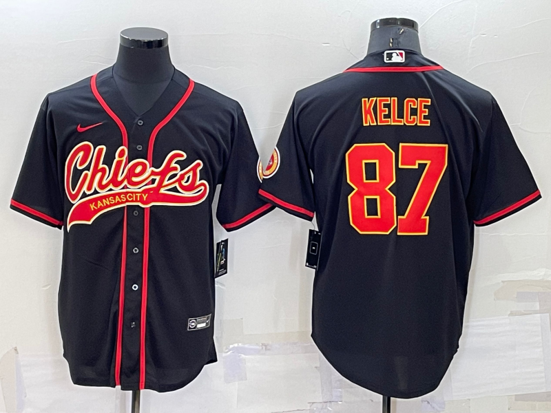 Travis Kelce #87 Kansas City Chiefs Black Game Jersey Joint Edition - JerseysFreak