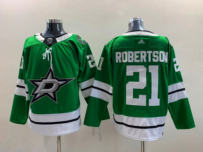 Men's Dallas Stars Jason Robertson #21 Kelly Green 2017/18 Home Breakaway Replica Jersey1