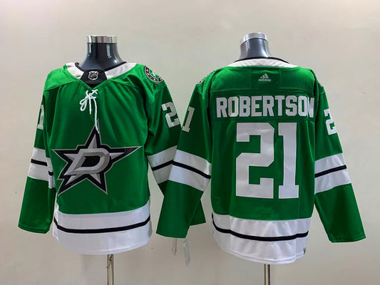 Men's Dallas Stars Jason Robertson #21 Kelly Green 2017/18 Home Breakaway Replica Jersey1