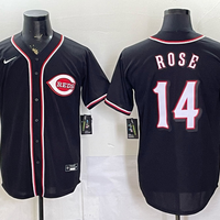 Men's Cincinnati Reds Pete Rose #14 Fashion Replica Black Out Jersey