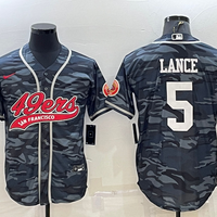 Men's San Francisco 49ers Trey Lance #5 Grey Camouflage Player Jersey1 Joint Edition