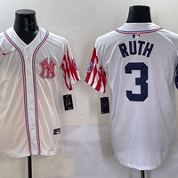 Men's New York Yankees Babe Ruth #3 White Team Player Game Jersey