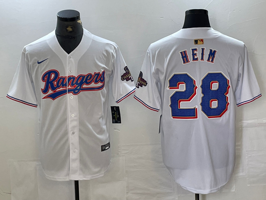 Men's Texas Rangers Jonah Heim #28 White 2024 Gold Collection Limited Player Jersey1