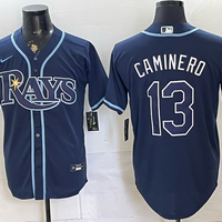 Men's Tampa Bay Rays Junior Caminero #13 Navy Replica Player Jersey