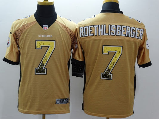 Men's Pittsburgh Steelers Ben Roethlisberger #7 Gold Game Jersey1