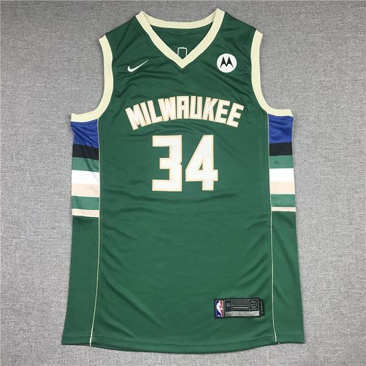 Men's Milwaukee Bucks Giannis Antetokounmpo #34 Green Player Jersey1