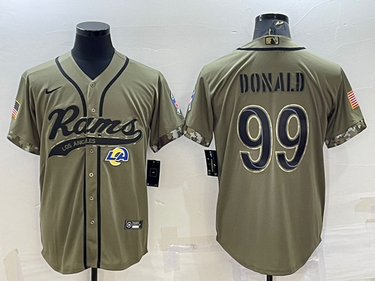 Men's Los Angeles Rams Aaron Donald #99 Olive 2022 Salute To Service Limited Jersey1 Joint Edition