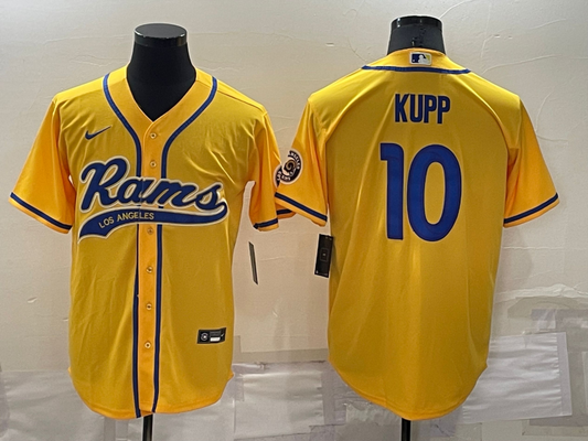 Men's Los Angeles Rams Cooper Kupp #10 Yellow Game Jersey1 Joint Edition