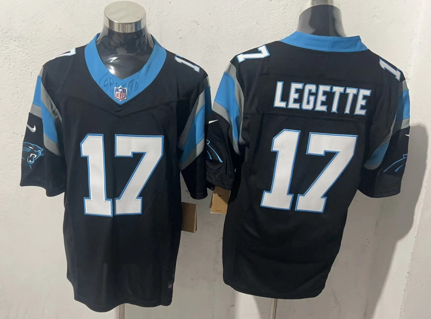Men's Carolina Panthers Xavier Legette #17 Black Team Game Player Jersey