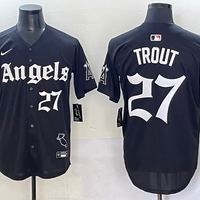 Men's Los Angeles Angels Mike Trout #27 Black Limited Player Jersey