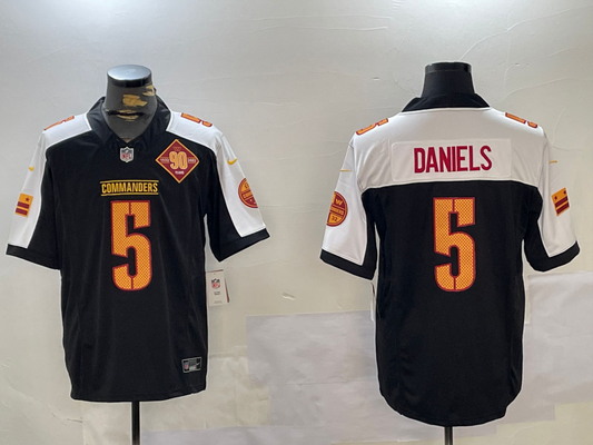 Men's Washington Commanders Jayden Daniels #5 Black Alternate Vapor Limited Jersey1