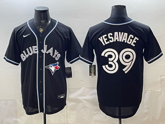 Men's Toronto Blue Jays Trey Yesavage #39 Fashion Replica Black Out Jersey