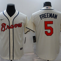 Men's Atlanta Braves Freedie Freeman #5 Beige Replica Jersey1