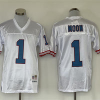 Men's Tennessee Oilers Warren Moon #1 White Legacy Replica Jersey1