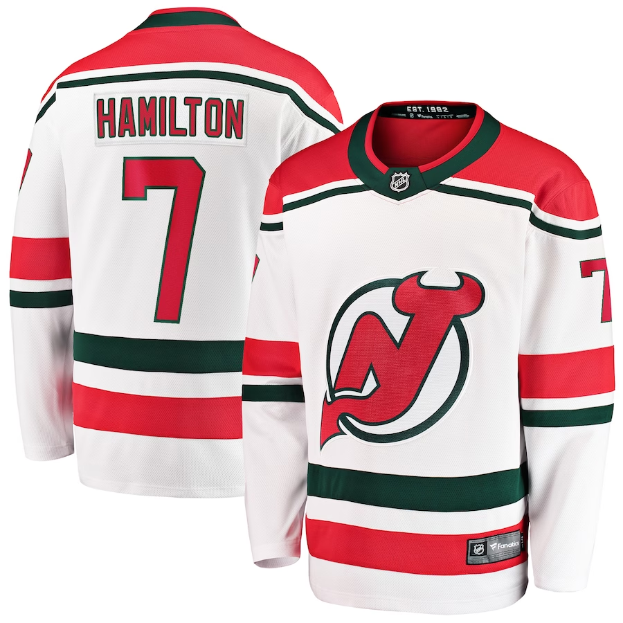 Men's New Jersey1 Devils Dougie Hamilton #7 White Player Game Jersey1