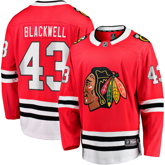 Men's Chicago Blackhawks Colin Blackwell #43 Red Home Breakaway Jersey1