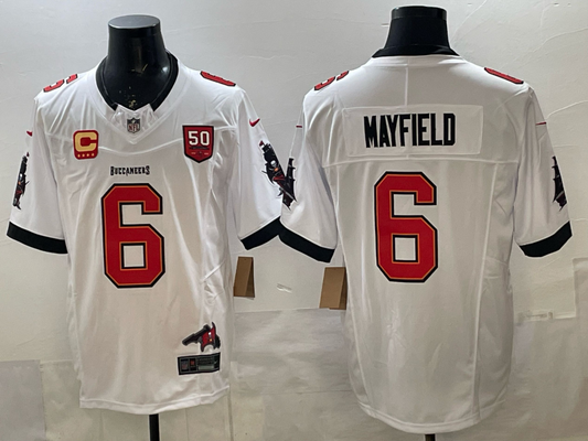 Men's Tampa Bay Buccaneers Baker Mayfield #6 White Away Game Jersey