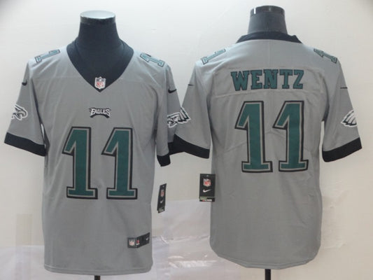 Men's Philadelphia Eagles Carson Wentz #11 Gray Game Jersey1