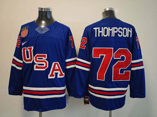 Men's United States Hockey Tage Thompson #72 Royal 2026 Winter Olympics Jersey