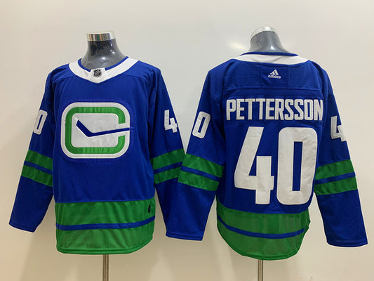 Men's Vancouver Canucks Elias Pettersson #40 Royal Breakaway Player Jersey1