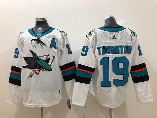 Men's San Jose Sharks Joe Thornton #19 White Breakaway Player Jersey1