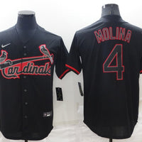 Men's St. Louis Cardinals Yadier Molina #4 Black Replica Baseball Jersey1