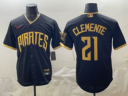 Men's Pittsburgh Pirates Roberto Clemente #21 Black 2026 City Connect Stadium Jersey