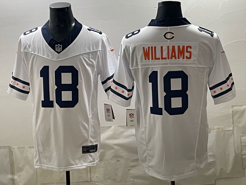 Men's Chicago Bears Caleb Williams #18 White Team Game Jersey