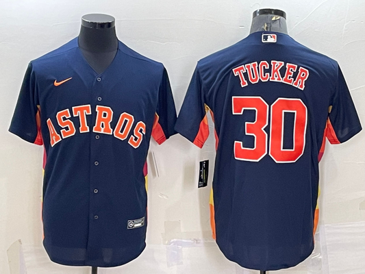 Men's Houston Astros Kyle Tucker #30 Navy Alternate Replica Player Name Jersey1