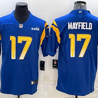 Men's Los Angeles Rams Baker Mayfield #17 Blue Game Jersey1