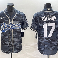 Men's Los Angeles Dodgers Shohei Ohtani #17 Grey Camouflage Player Jersey1 Joint Edition