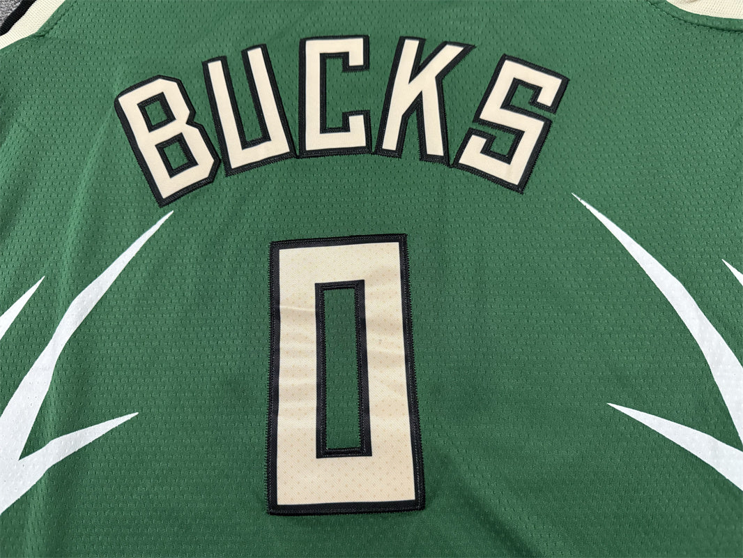 Men's Milwaukee Bucks Damian Lillard #0 Green Swingman Jersey1